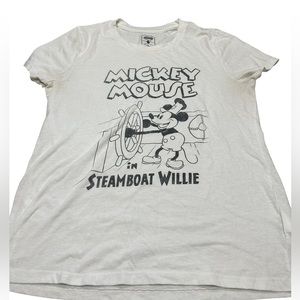 Old Navy White Steamboat Willie Mickey Mouse T Shirt